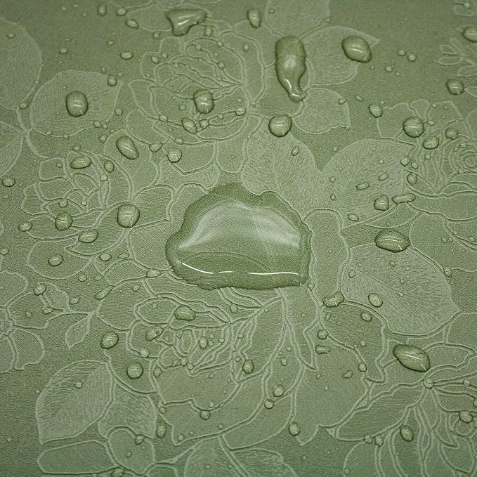 Green Flower Wallpaper Stick and Peel 17.7inch x 78.7inch Embossed Floral Stick - Image 8