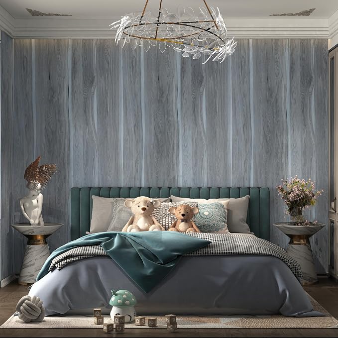 BOMENG Wood Grain Contact Paper Grey Wood Look Wallpaper Peel and Stick - Image 2