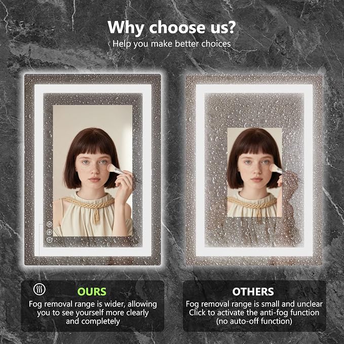 Sweetcrispy 32"x40" Smart Anti-Fog LED Bathroom Mirror - Image 5