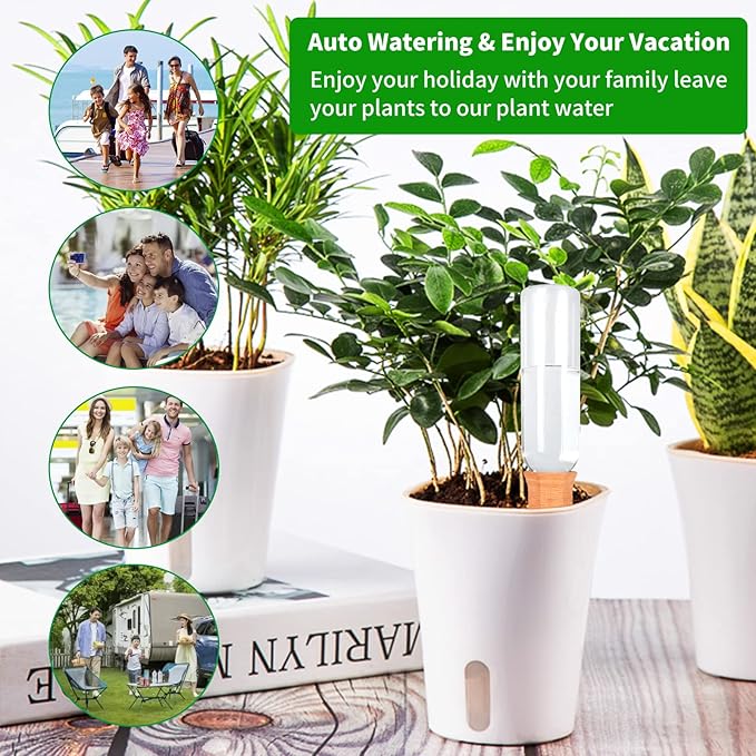 Plant Self Watering Stakes 4 Pack Terracotta Watering Spikes for Indoor and Outdoor Plants,Wine Bottle Plant Watering Devices, Automatic Plant Waterers for Vacation