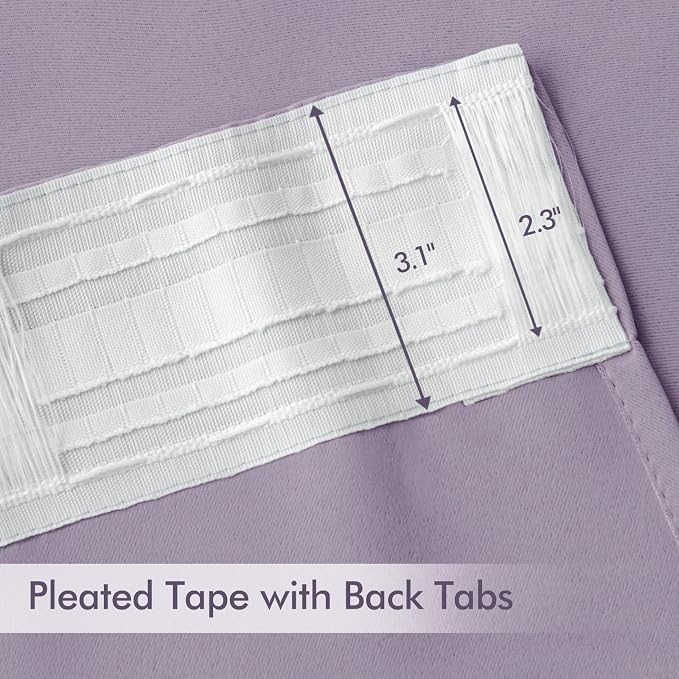 MIULEE Lilac Back Tab Blackout Curtains 108 Inch Long 2 Panels Set - Image 4
