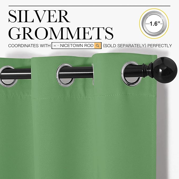 NICETOWN Froest Green Blackout Curtains 54 inches Length - Image 2