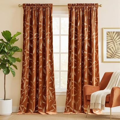 NICETOWN Burnt Orange Velvet Curtains 96" Long by NICETOWN
