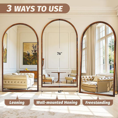 Full Length Mirror 76"×41" Floor Mirror Standing Tall Mirror, Arched Stand up - Image 7