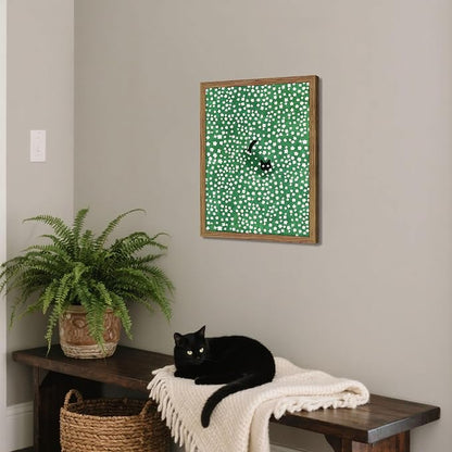 Framed Floral Black Cat Canvas Wall Art, Cute Black Cat in Daisy Field Painting - Image 2