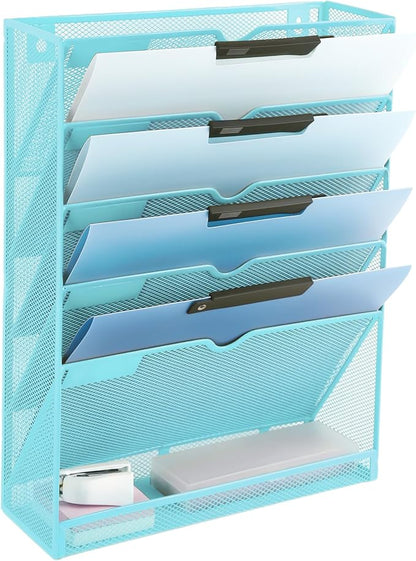 EASEPRES 6 Tier Mesh Hanging Wall File Organizer, Desk Vertical Mail Paper by EASEPRES
