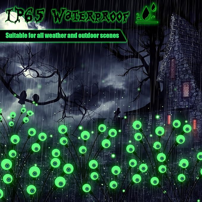 Halloween Decorations Outdoor Solar Scary Eyeball Lights, 4-Pack 32 LED Solar Garden Lights, Waterproof Halloween Night Light Spooky Pathway Lights for Yard Patio Lawn Party