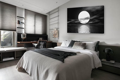 Cao Gen Decor Art S06469 Wall Art Canvas Sea White Full Moon in Night Picture - Image 3