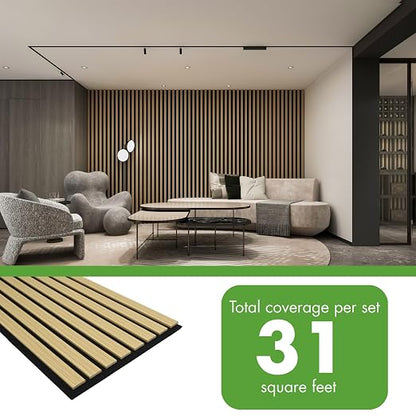 Art3d 4-Pack 12" x 93" Soundproof Wood Slat Panels, 31 sq.ft Acoustic Wall - Image 4