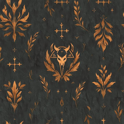 FLFK Dark Gray Wallpaper Peel and Stick Gold Bronze Totem 16" x 64" Waterproof by FLFK