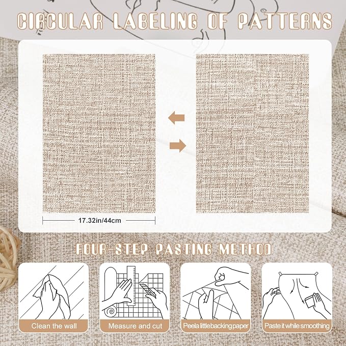 Amiya Grasscloth Khaki Wallpaper Peel and Stick Tan Faux Fabric Linen Contact - Image 9