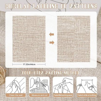 Amiya Grasscloth Khaki Wallpaper 17.3"x120" Peel and Stick Tan Faux Fabric - Image 9
