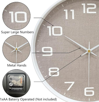 Silent Wall Clock with Large Numbers, 10 Inch Battery Operated Analog Clock - Image 6