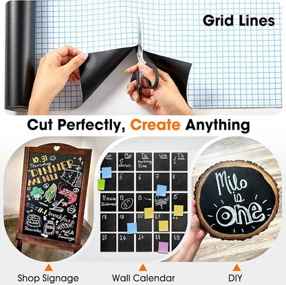 Chalkboard Wallpaper Peel and Stick, 35.4"x118.1" Blackboard Contact Paper Self - Image 3