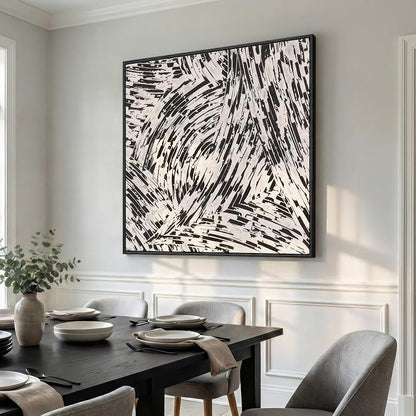 Large Framed Black and White Abstract Wall Art - Image 4