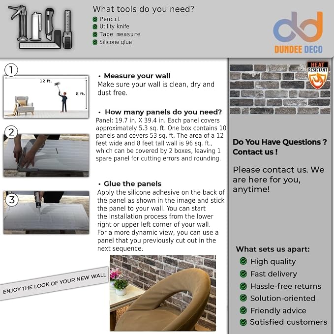Dundee Deco 3D Wall Panels Faux Brick - Image 9