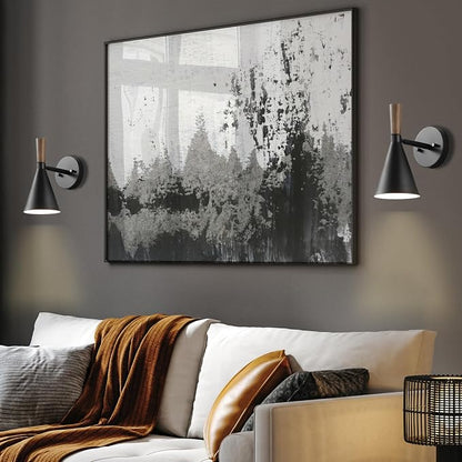 Globe Electric Plug-in or Hardwire Wall Sconce, Matte Black, Wood-Tone Switch - Image 3