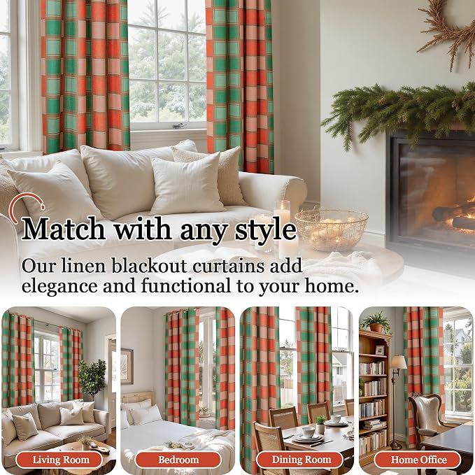 Lajode Plaid Curtains for Living Room 84 Inches Long - Image 3