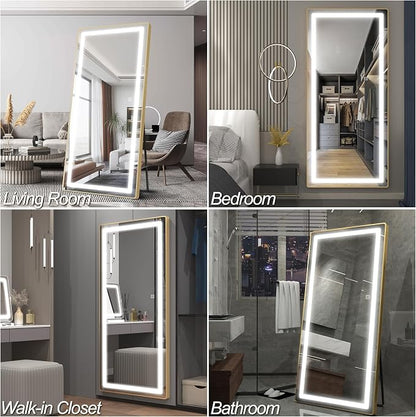 FENNIO Full Length Mirror with Lights, Free Standing Lighted Floor Mirror - Image 6