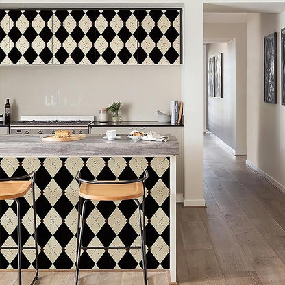Simon&Siff Retro Peel and Stick Wallpaper Black and White Cream Wallpaper - Image 7