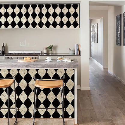 Simon&Siff Retro Peel and Stick Wallpaper Black and White Cream Wallpaper - Image 7