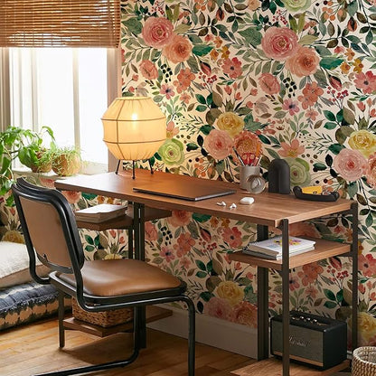 JiffDiff Floral Wallpaper Peel and Stick Pink Floral Wall Mural Removable Peony - Image 5