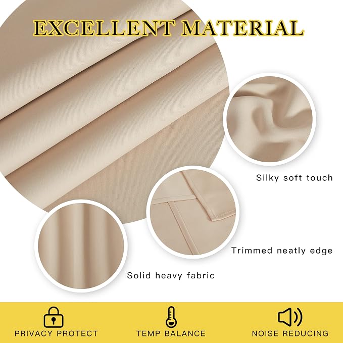 NICETOWN Blackout Bedroom Curtain Extra Wide 63 inches Long, Grommet Window - Image 4