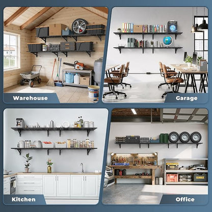 Jusgym 4 Pack Heavy Duty Garage Wall Shelving Set, Wall Mounted Garage Shelves - Image 7