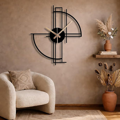 Modern Geometric Metal Wall Clock, Minimalist Black Steel Design, Silent - Image 10