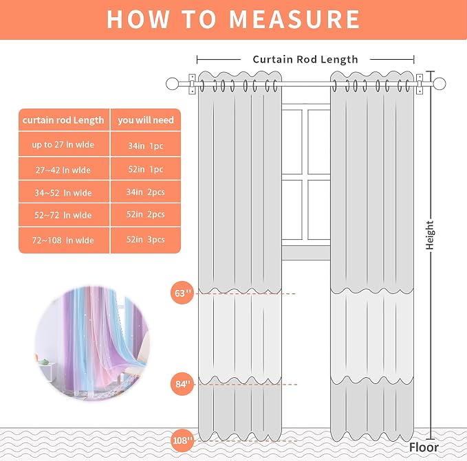 XiDi Curtains for Bedroom Decor, Kids Room Curtains for Girls Rainbow Colour - Image 7