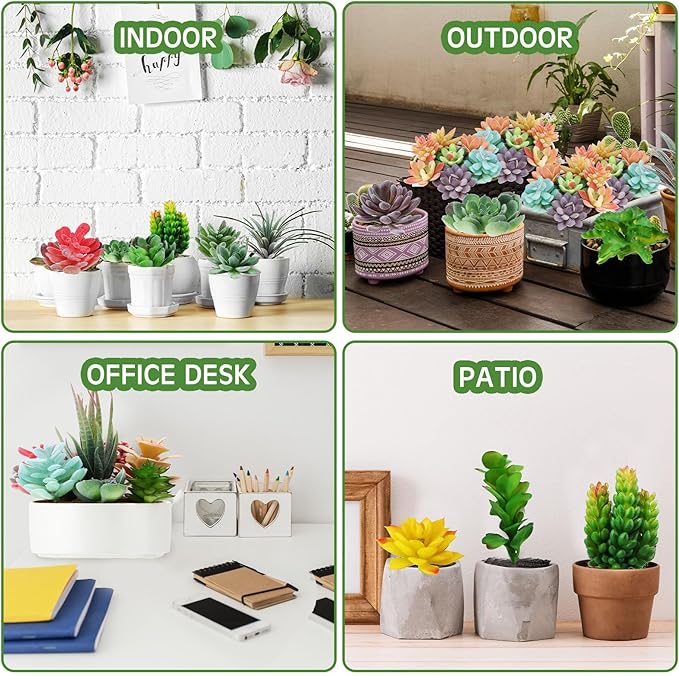 Tigeen 80 Pcs Artificial Plastic Succulents Realistic Textured Assorted Decorative Fake Faux Succulents Unpotted for Lotus Landscape Garden Arrangement