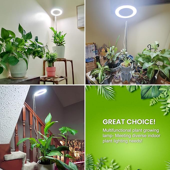 Grow Lights for Indoor Plants Full Spectrum, 80 LEDs Plant Light for Indoor Growing with 2 Mounting Options, 6H 12H 16H Timer, 3 Spectrum Modes, 37.4 in Height Adjustable Desk Grow Lamp