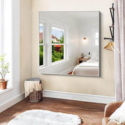 KOCUUY Silver Mirror, HD Tempered Glass, Anti-Rust Frame, Modern Design - Image 5