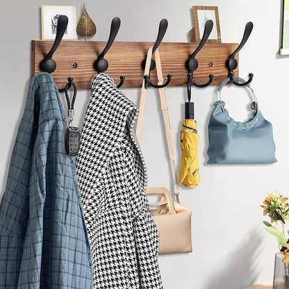 Kuhome 2pcs Coat Rack Wall Mount Wooden Hat Rack - Image 4