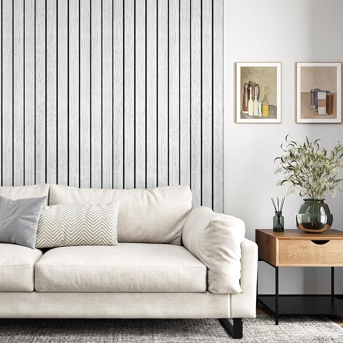White/Grey 3D Wood Slat Panels for Walls Peel and Stick PVC Slat Wall Paneling - Image 6
