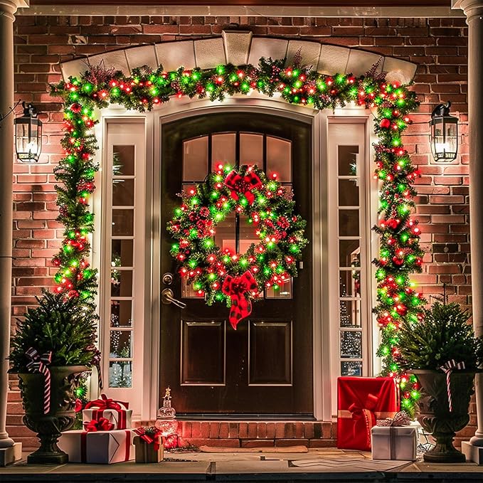 JMEXSUSS 200 LED Red White and Green Christmas Lights Outdoor, 66ft String Lights Indoor Clear Wire, Christmas Tree Lights Plug in for Bedroom Tree Christmas Party Decorations