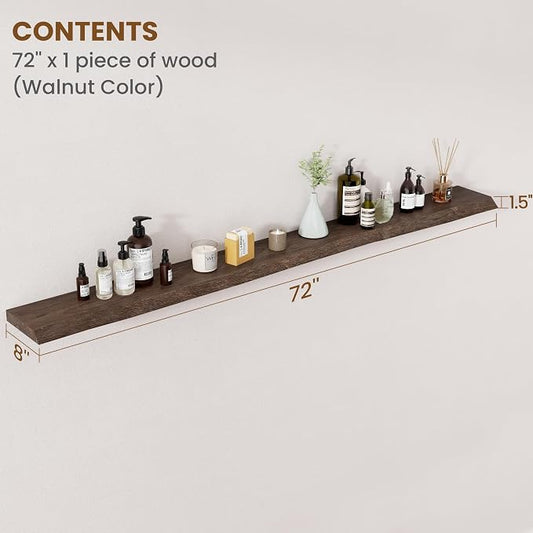 Floating Shelves for Wall Decor, Rustic Solid Elm Wood Live Edge Floating - Image 2