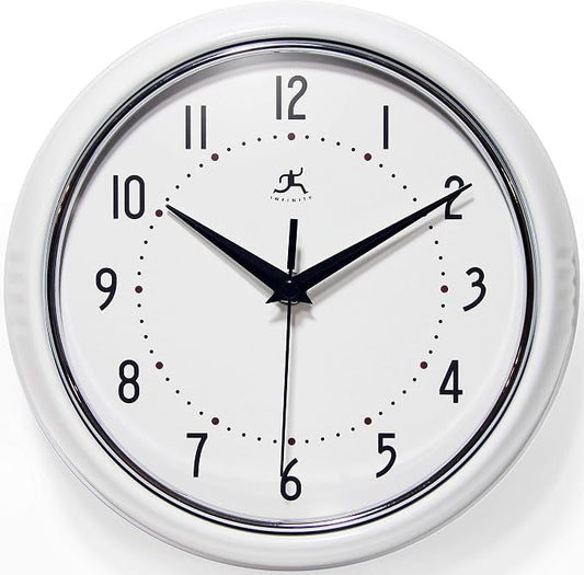 Infinity Instruments LTD. Retro 9 inch Silent Sweep Non-Ticking Mid Century by InfinityInstruments