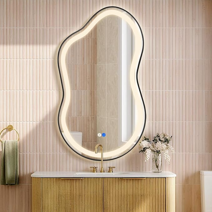 Dorlicecass Irregular Led Bathroom Mirror- Black 20"x36" Single Piece Vanity - Image 3