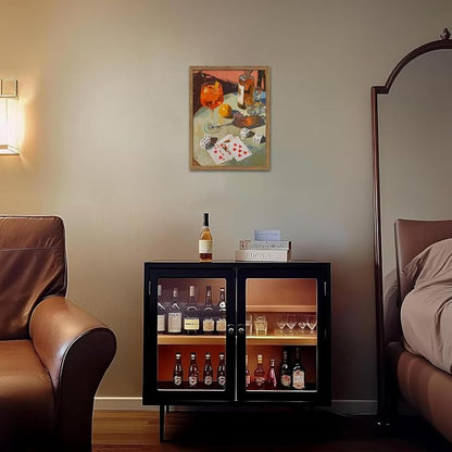 Vintage Framed Cocktail Canvas Wall Art, Retro Dice and Cards Poster Print - Image 4