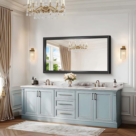 Black Rectangle Mirror, 55 x 30 Inch Bathroom Mirrors - Image 2