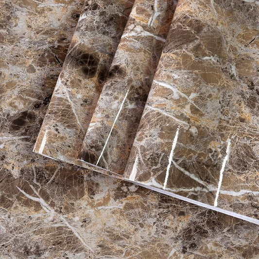 BAYYA 118x16inch Brown Marble Contact Paper Peel and Stick Wallpaper by BAYYAPeelandStickWallpaper