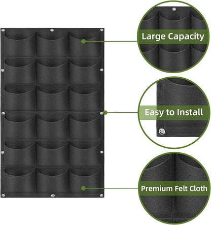 Hanging Planting Grow Bags, 18 Pockets Hanging Vertical Wall Planter Wall - Image 4