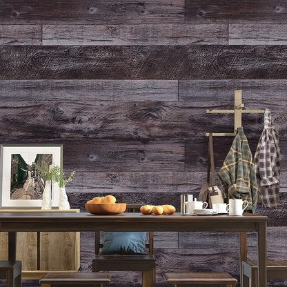 WENMER 17.71" x 118.1" Grey Wood Peel and Stick Shiplap Self-Adhesive Wallpaper - Image 2
