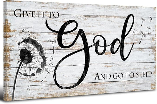 Give it to god and go to sleep Sign Wall Art Christian Bible Verses Wall Decor by HOME