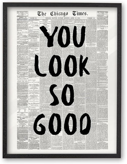 iHery Small Premium Natural Black OAK Wood 8x10in You Look So Good Trendy by iHery