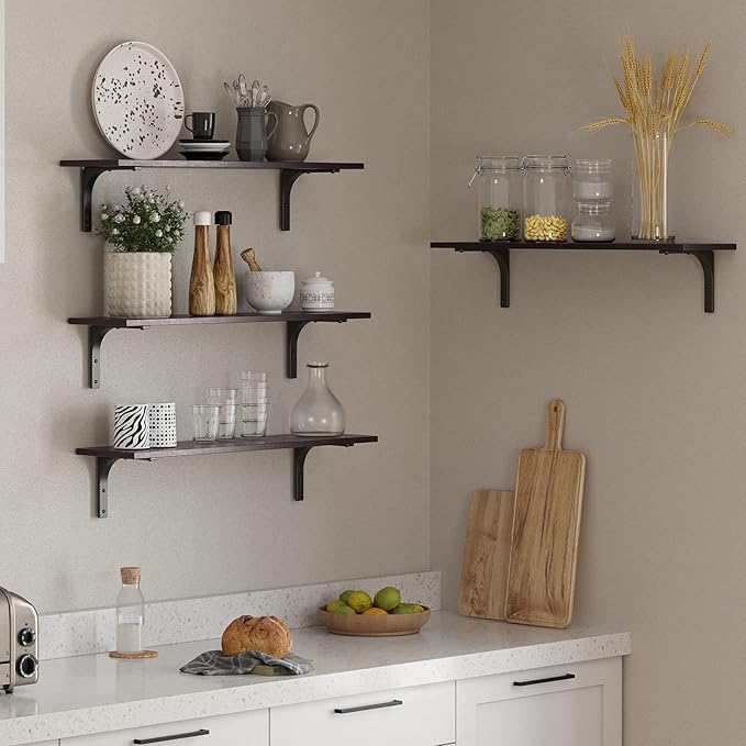 DINZI LVJ Long Wall Shelves, 23.6 Inch Wall Mounted Shelves Set of 2, - Image 5