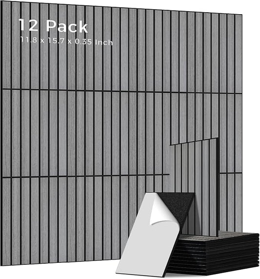 12 Pack PVC Wood Wall Panels, 11.8 x 15.7 x 0.35 Inch Sound Panels, 100% by AUTORIFIC