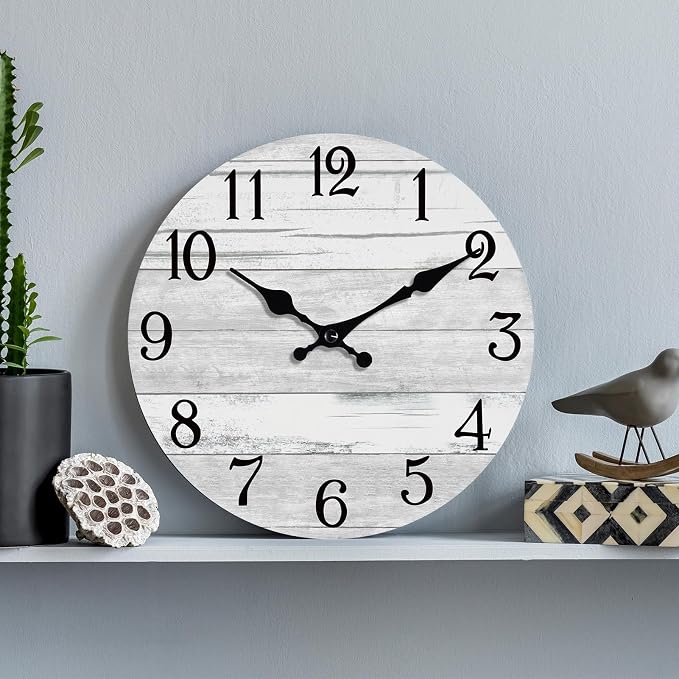 KECYET Wall Clock Battery Operated 10 Inch Gray Silent Non Ticking Country - Image 8