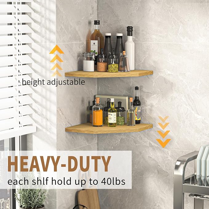 Fun Memories Corner Shelf Wall Mount, Corner Floating Shelves, Rustic Wood Wall - Image 4